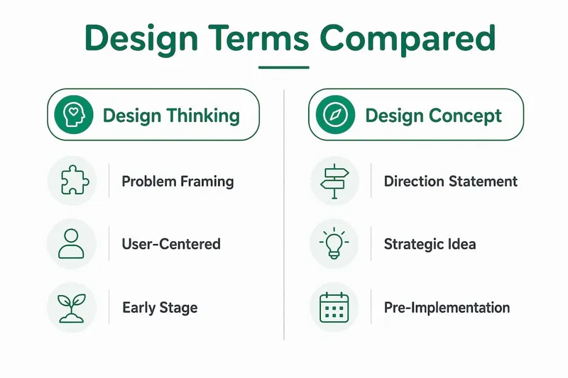 Infographic comparing design thinking and design concept