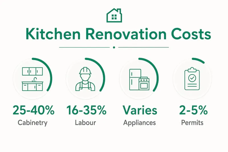 Infographic detailing key kitchen renovation cost percentages