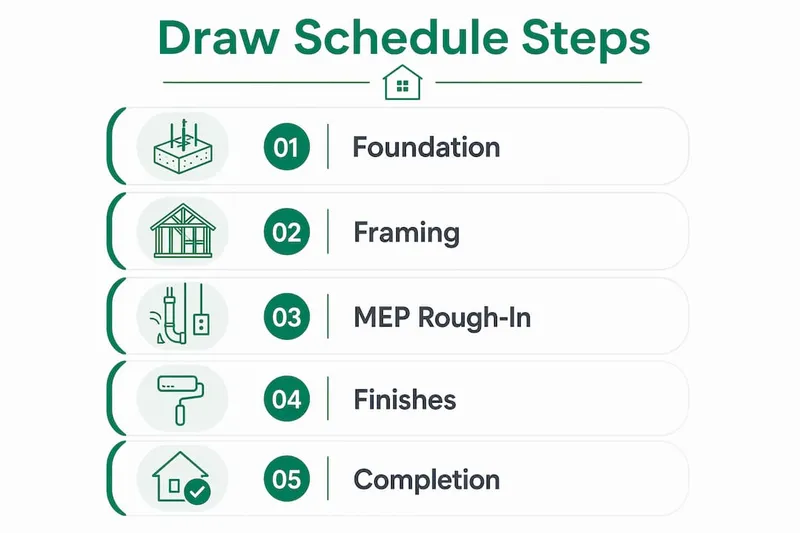 Infographic illustrating construction draw schedule steps