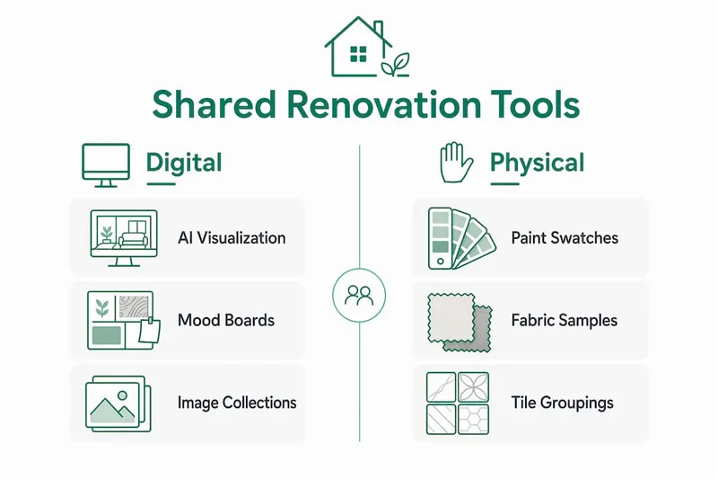 Infographic comparing digital and physical renovation tools