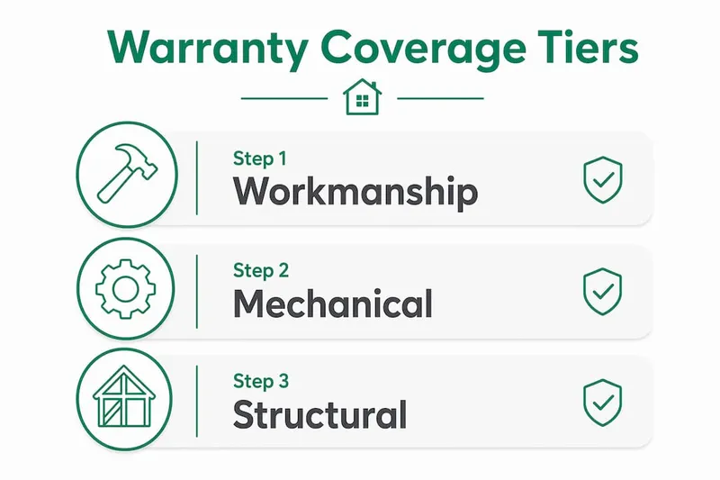 Infographic illustrating builder warranty coverage tiers