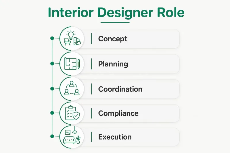 Infographic showing key interior designer responsibilities