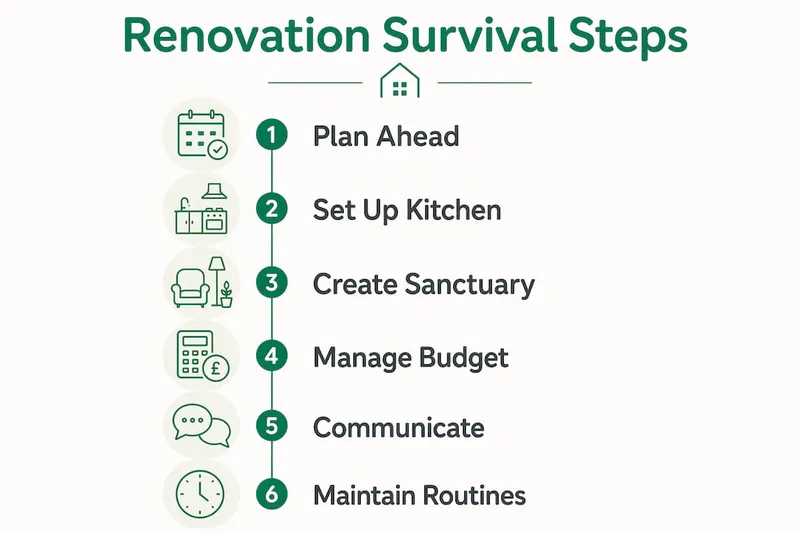 Infographic outlining renovation survival steps