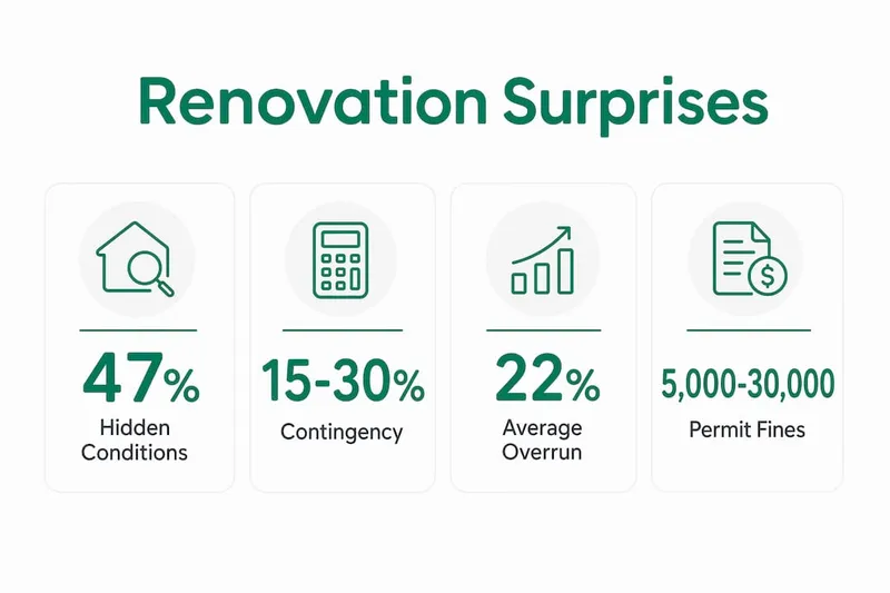 Infographic showing renovation cost statistics and key factors