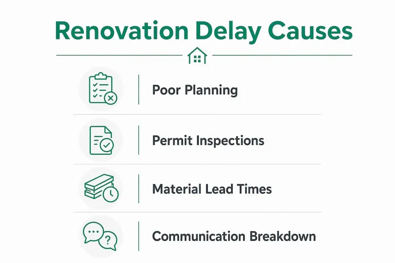 Infographic outlining renovation delay causes