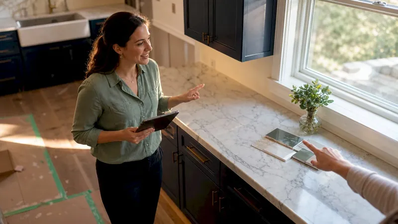 Contractor inspecting minor kitchen remodel progress