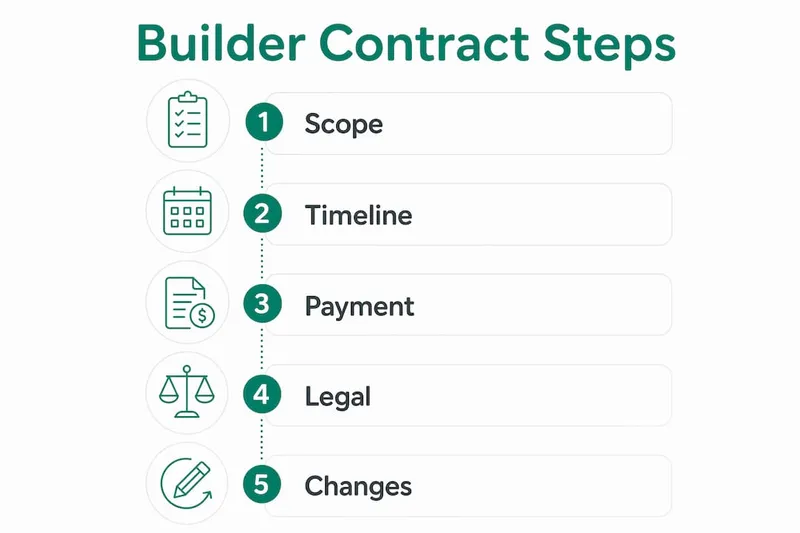 Infographic outlining key builder contract steps