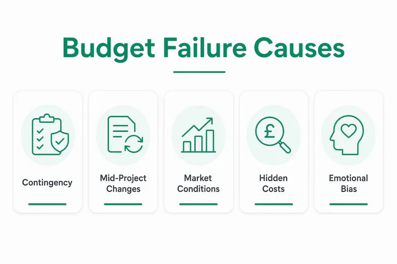 Infographic illustrating top causes of renovation budget failure