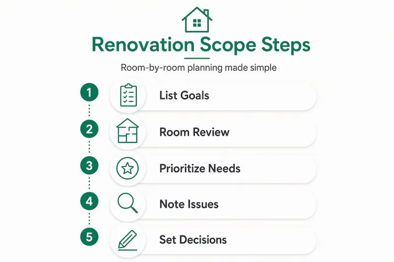 Infographic shows five steps for renovation scope