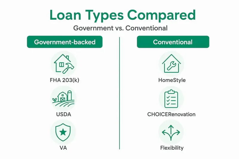 Infographic comparing renovation loan types