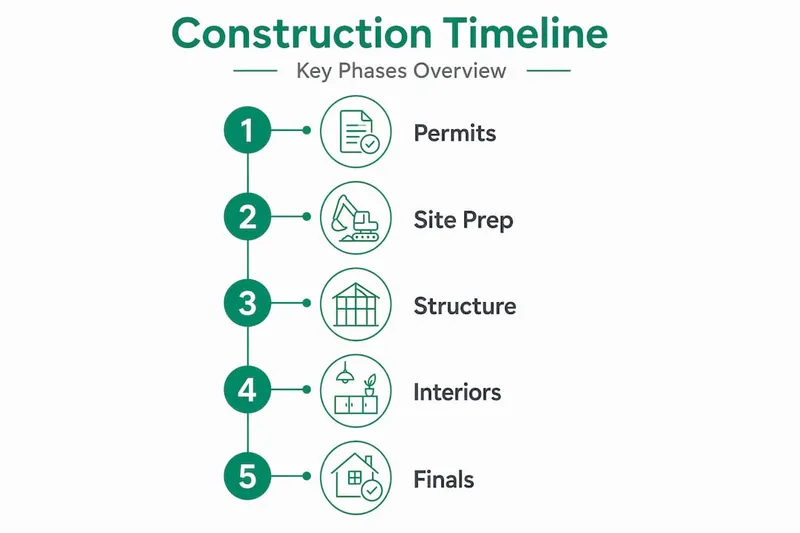 Infographic showing home construction timeline steps