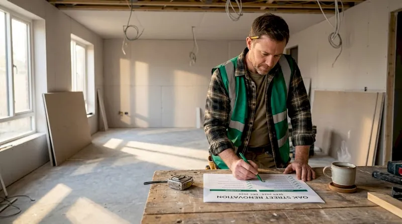 Contractor updating home building schedule onsite