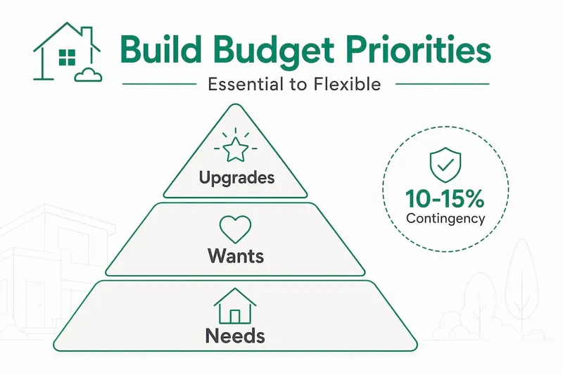 Infographic pyramid of home build budget priorities